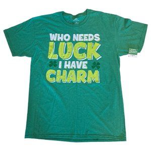 🪻BOGO🪻 "Who Needs Luck I‎ Have Charm" St. Patrick's Day T-Shirt Size L